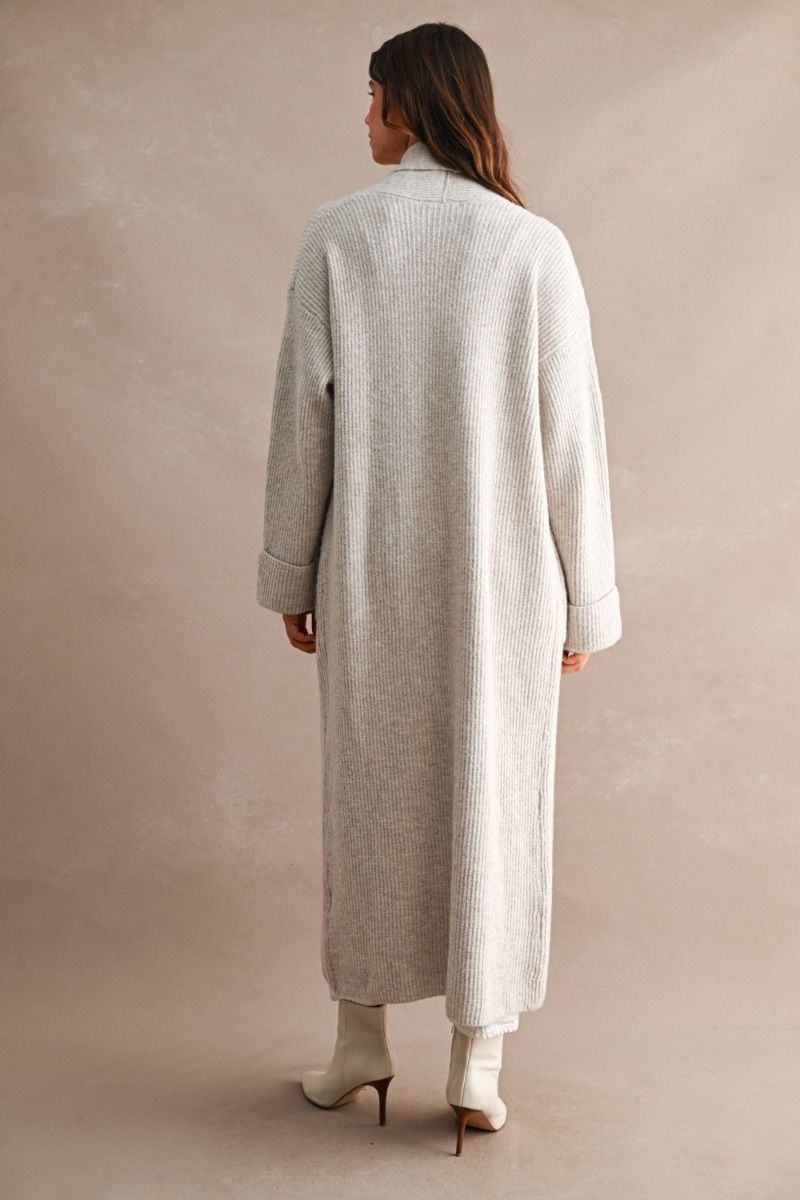Melissa Taupe Ribbed Long Cardigan
