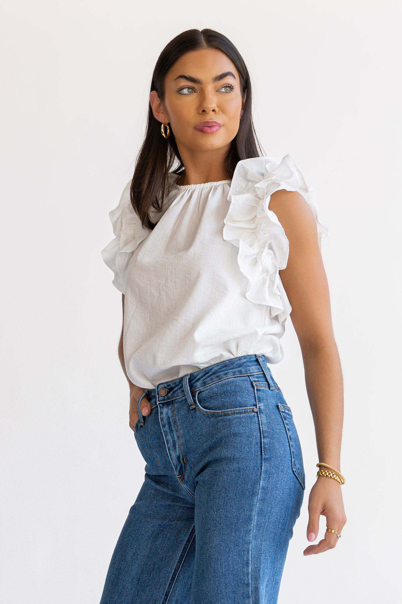 Ruffle Me Up White Top