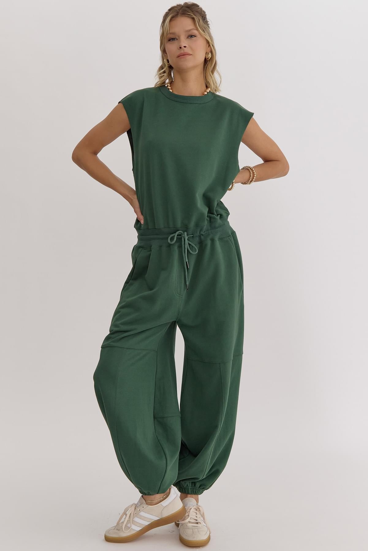 Lavin Green Open Back Jumpsuit