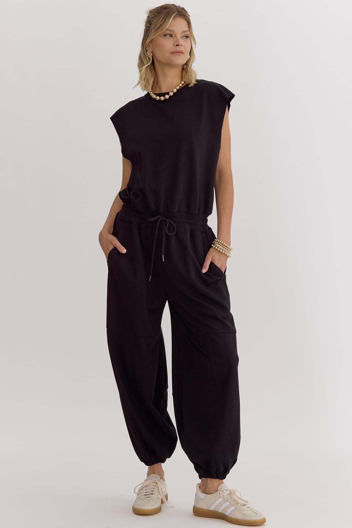 Lavin Black Open Back Jumpsuit