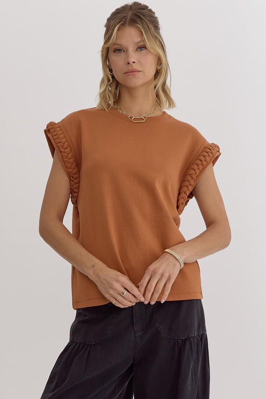 Ralphie Camel Braid Detail Top - FINAL SALE