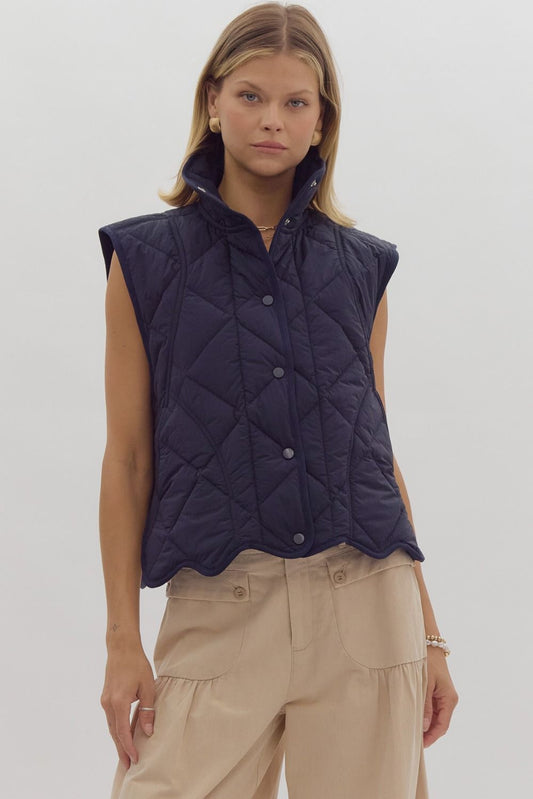 Laylin Navy Scallop Hem Vest