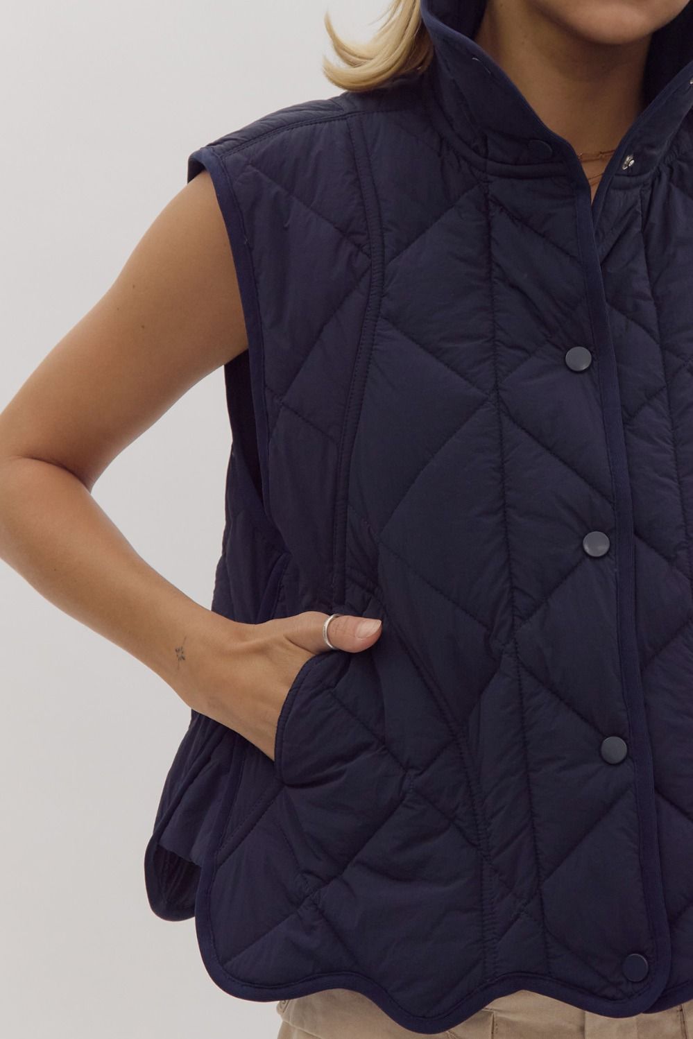 Laylin Navy Scallop Hem Vest