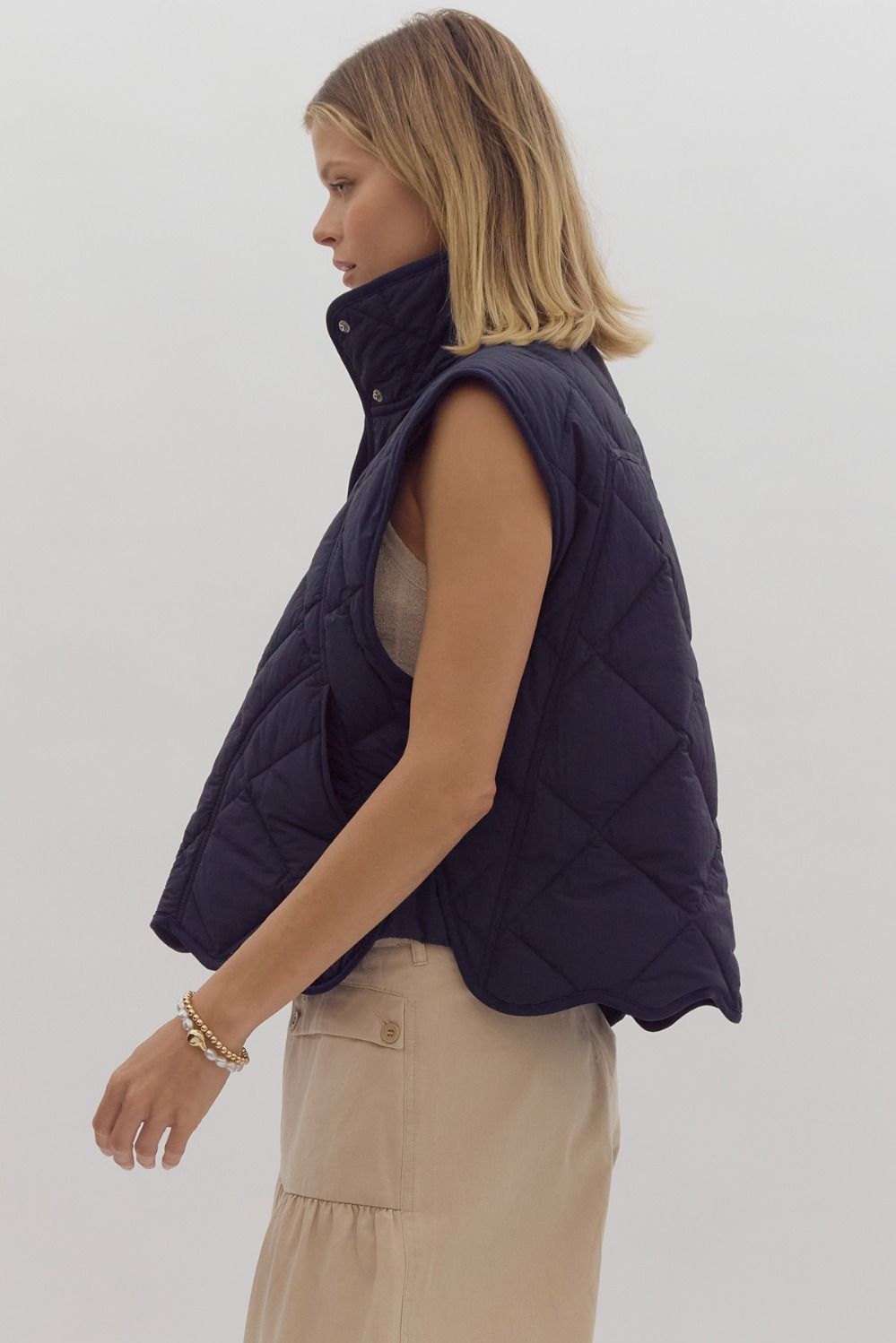 Laylin Navy Scallop Hem Vest