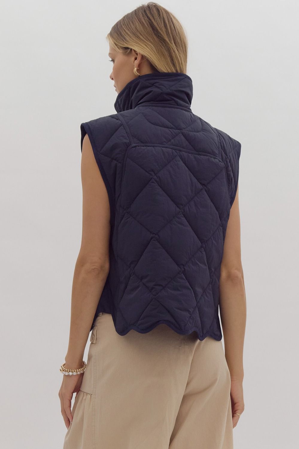 Laylin Navy Scallop Hem Vest