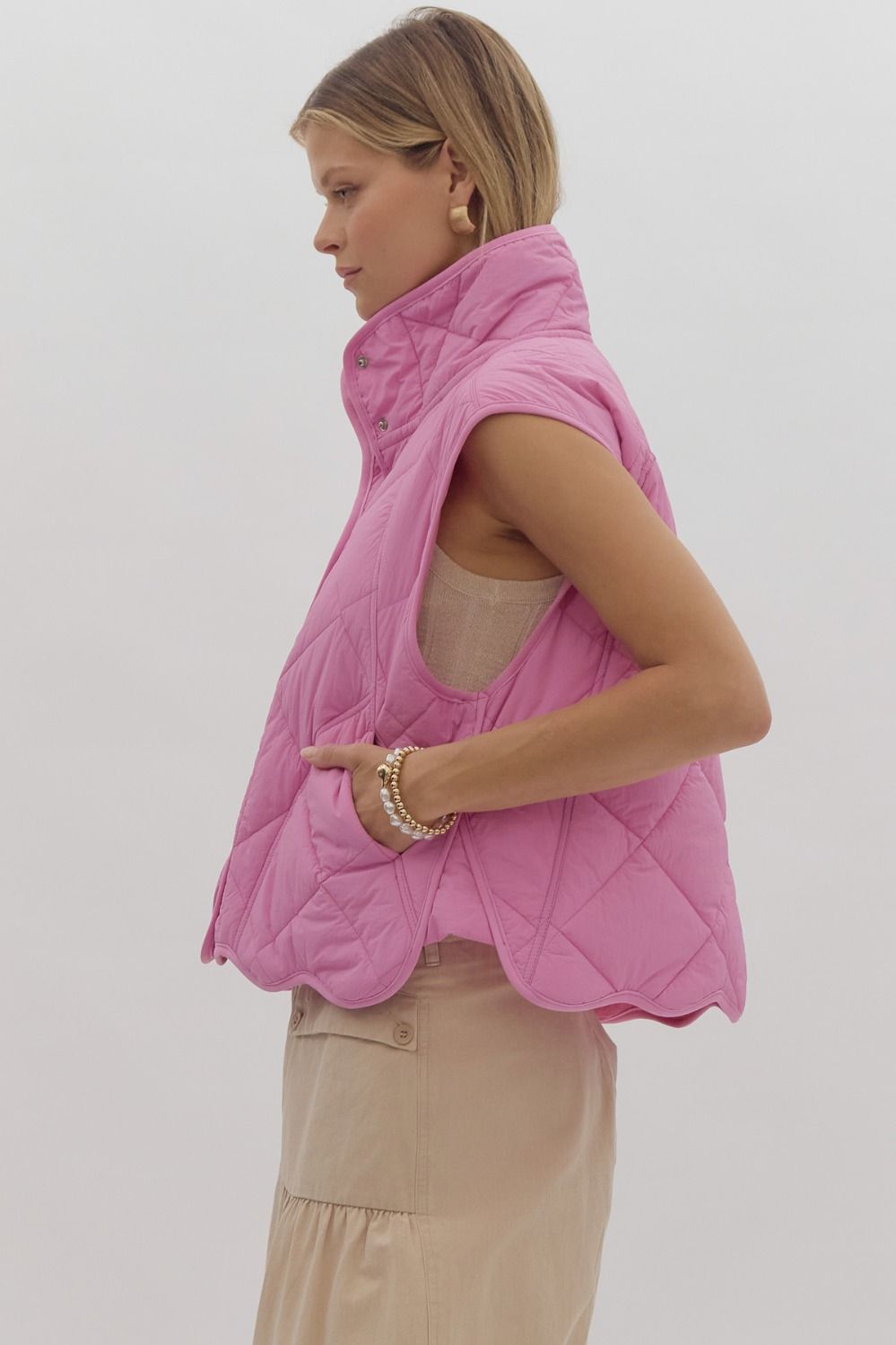 Laylin Pink Scallop Hem Vest