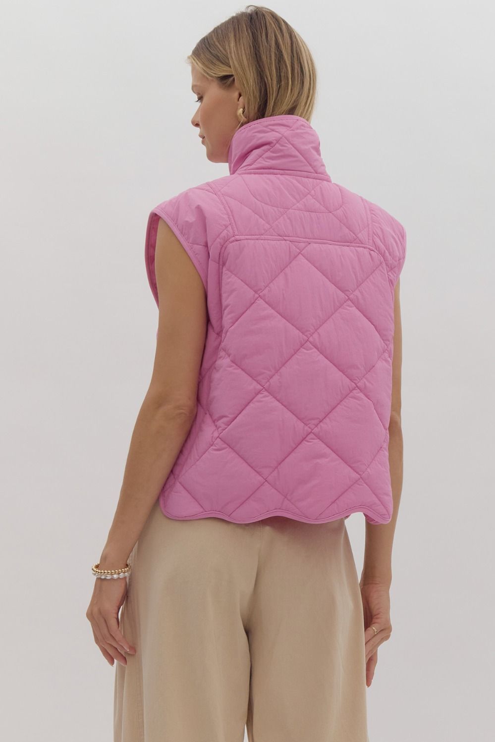 Laylin Pink Scallop Hem Vest