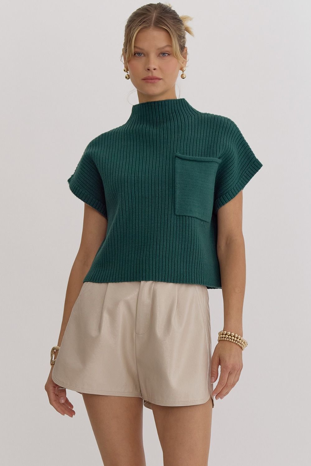 Joliet Green Knit Crop Top - FINAL SALE