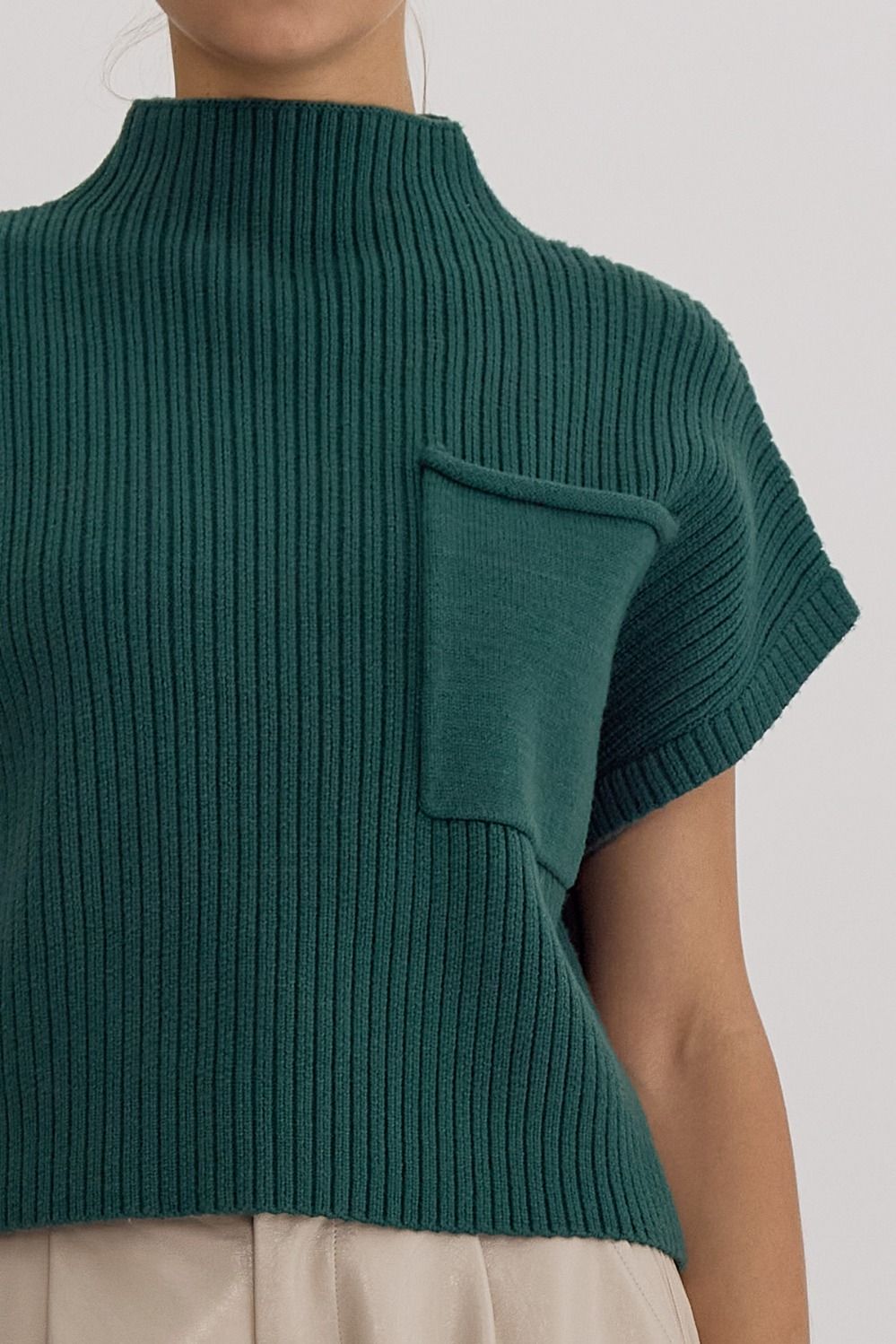 Joliet Green Knit Crop Top - FINAL SALE