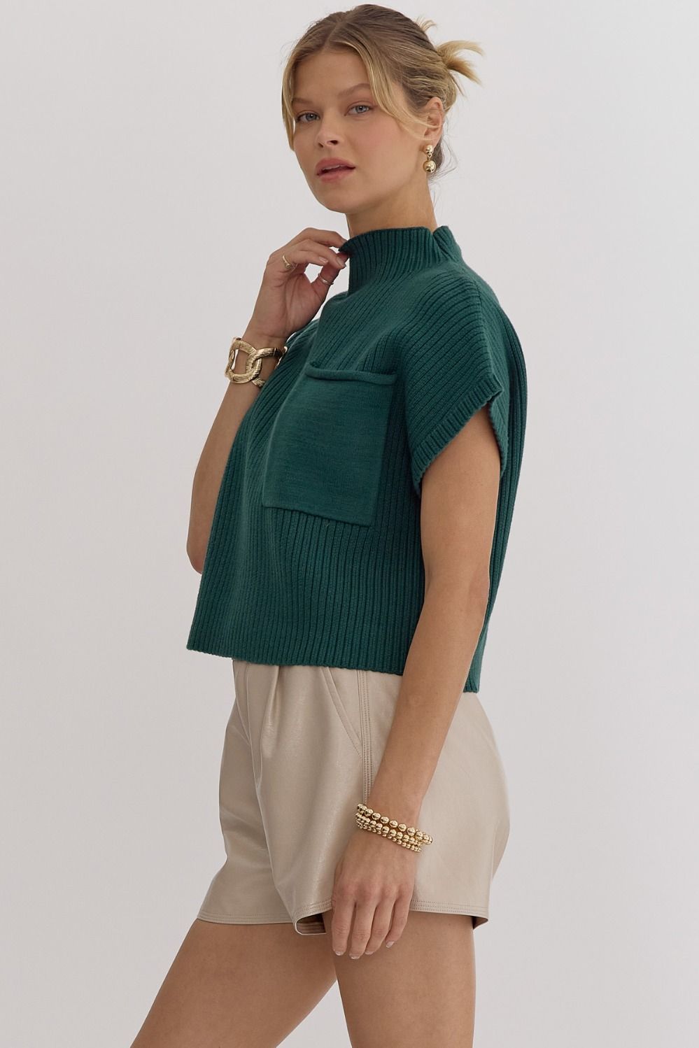 Joliet Green Knit Crop Top - FINAL SALE