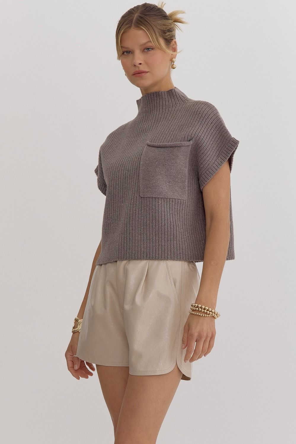 Joliet Charcoal Knit Crop Top - FINAL SALE