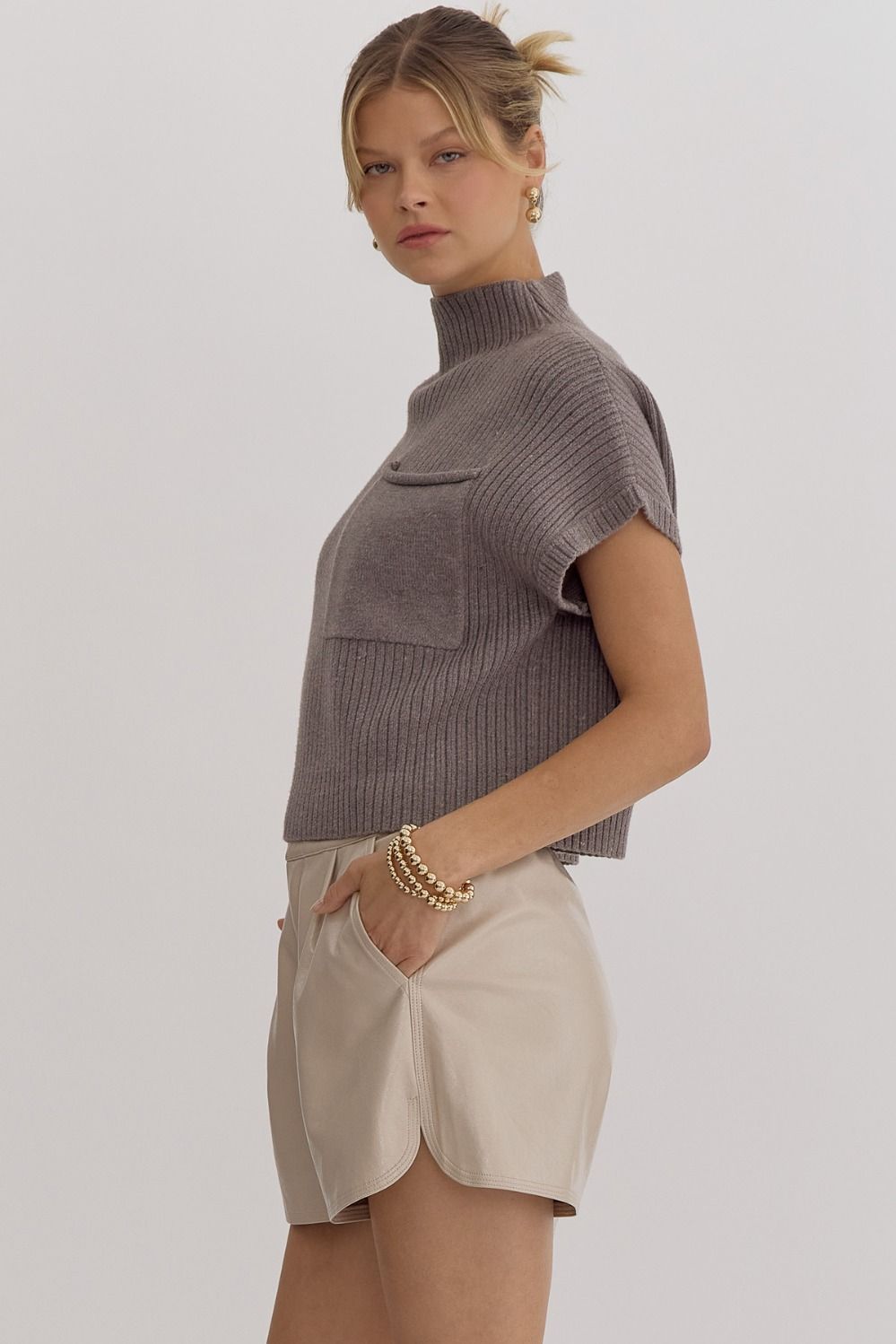 Joliet Charcoal Knit Crop Top - FINAL SALE