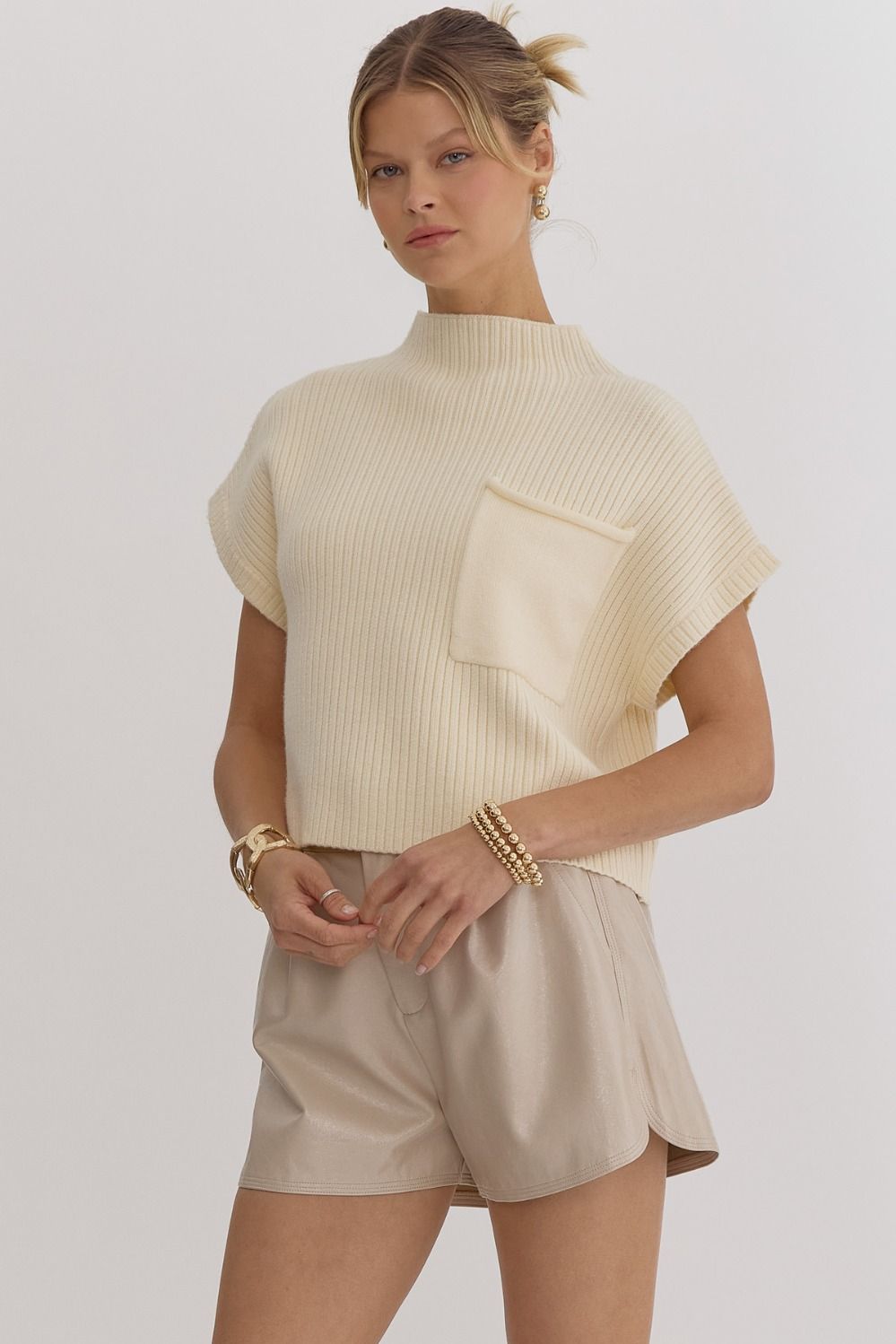 Joliet Cream Knit Crop Top