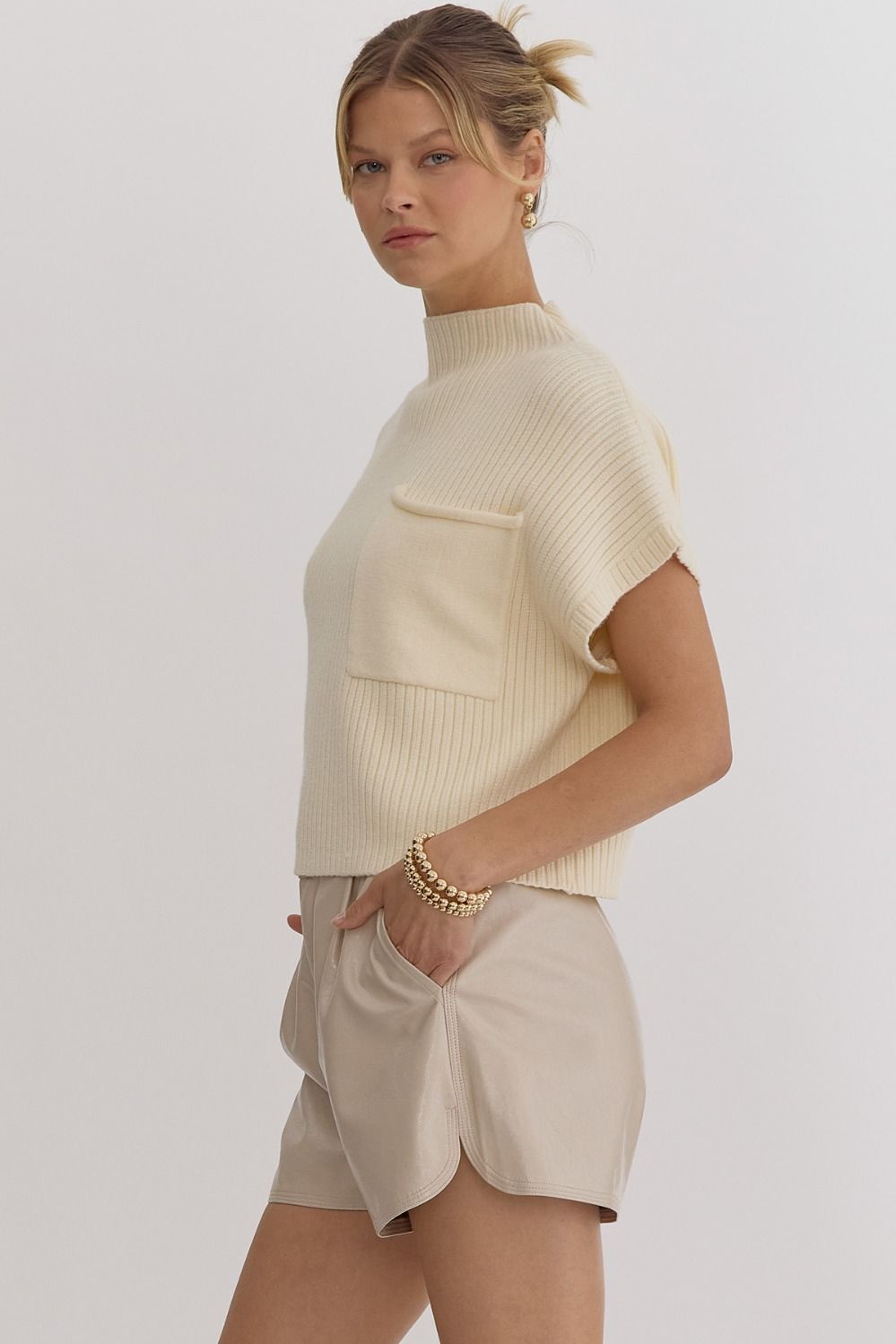 Joliet Cream Knit Crop Top