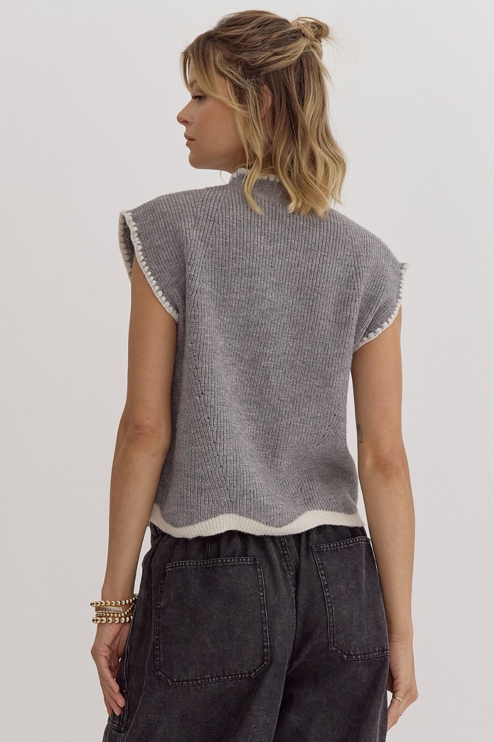 Kelli Grey Sweater Vest Top