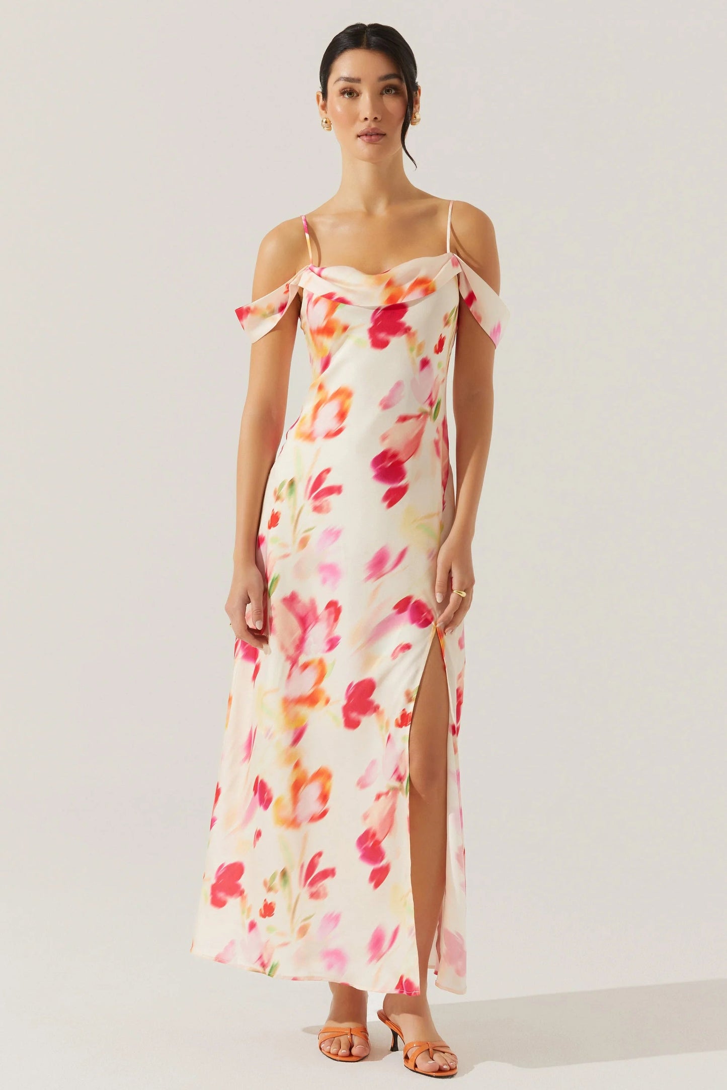 Kitura Pink Watercolor Midi Dress