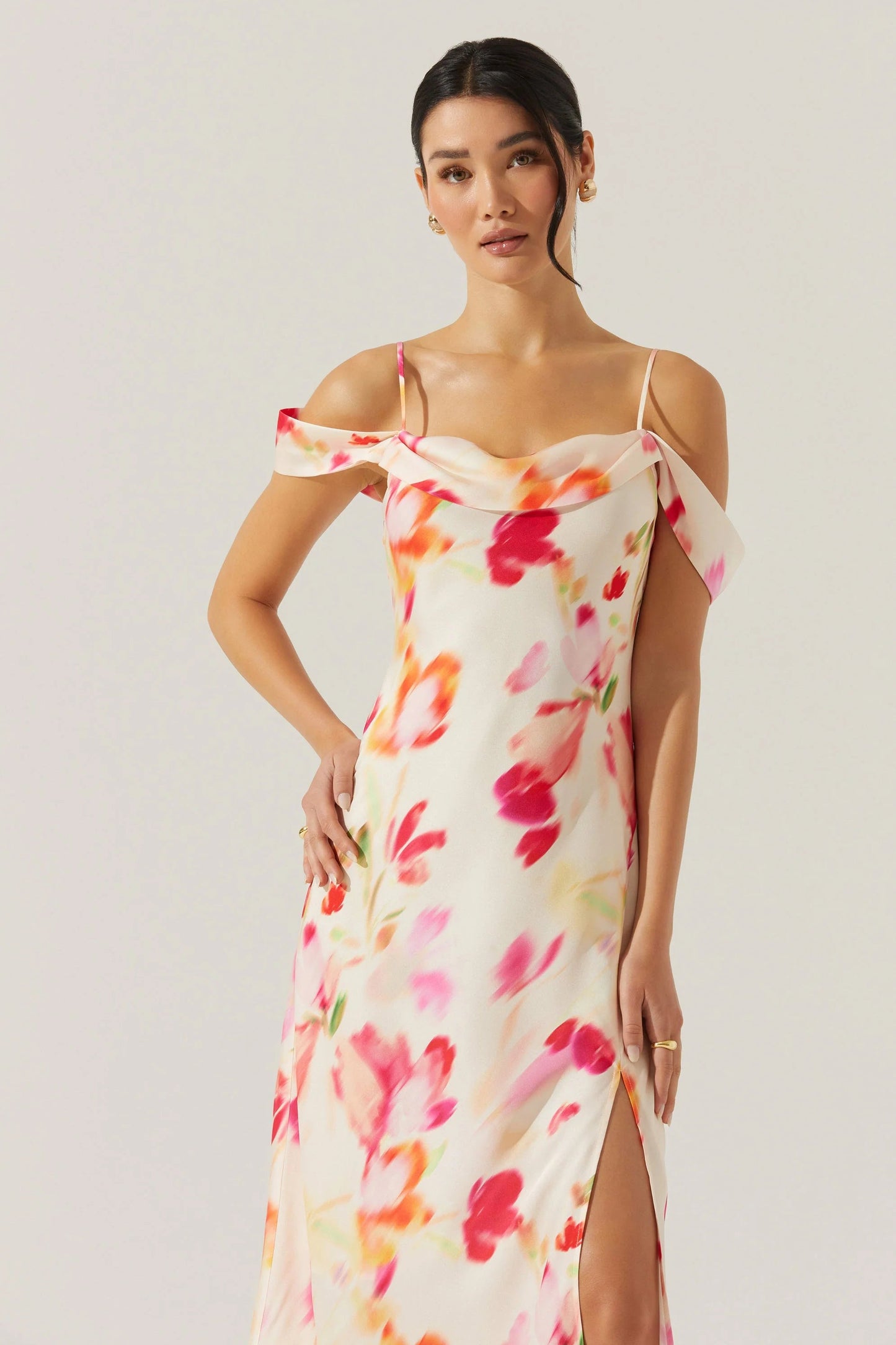 Kitura Pink Watercolor Midi Dress