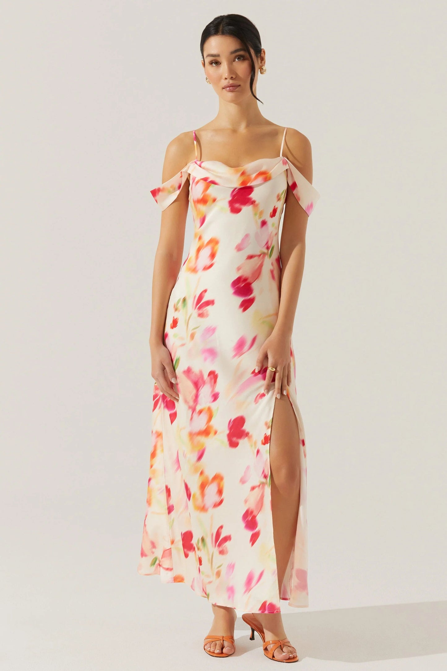 Kitura Pink Watercolor Midi Dress