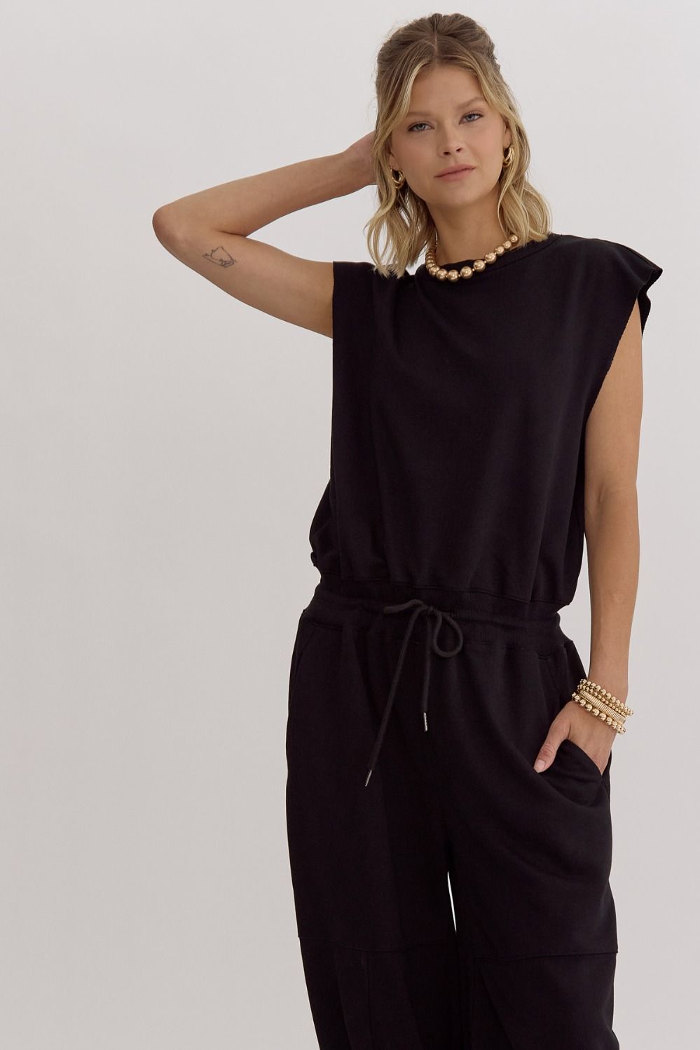 Lavin Black Open Back Jumpsuit