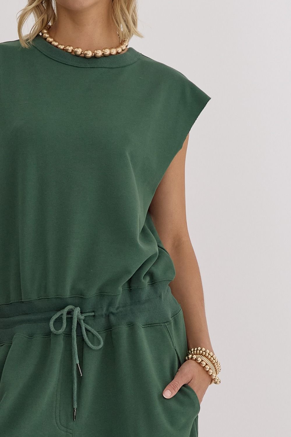 Lavin Green Open Back Jumpsuit