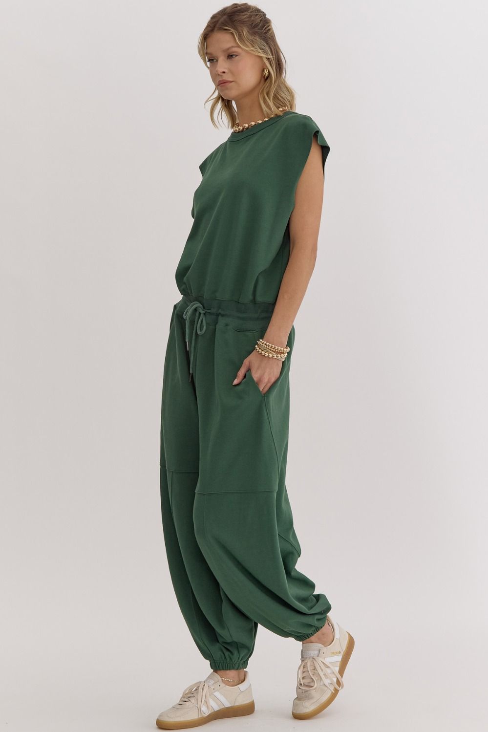 Lavin Green Open Back Jumpsuit