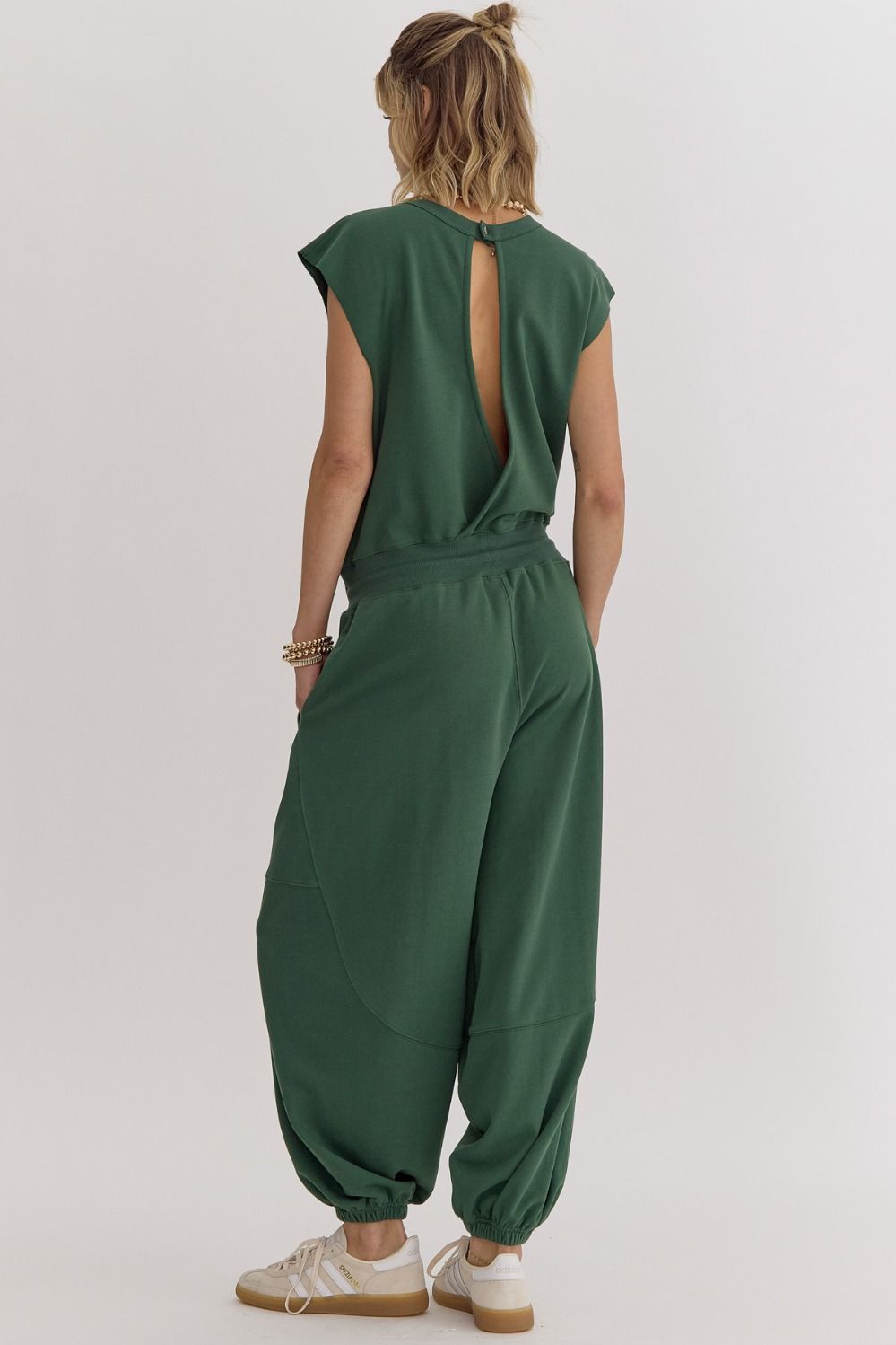 Lavin Green Open Back Jumpsuit