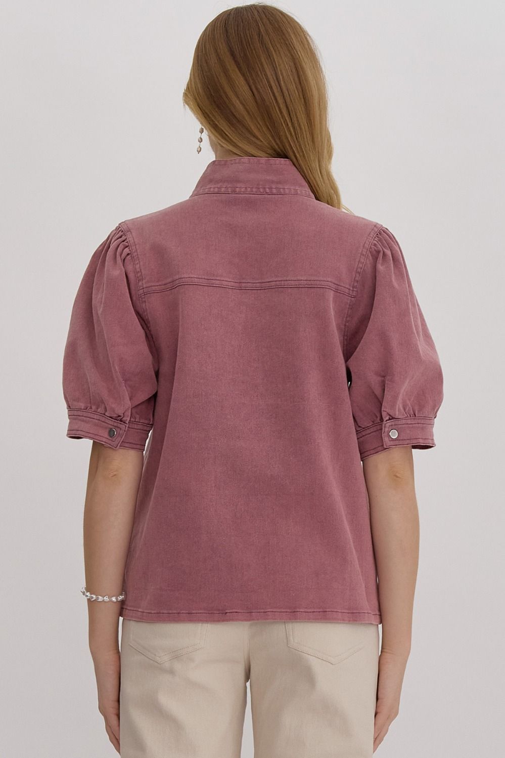 Mali Rose Denim Tie Neck Top - FINAL SALE