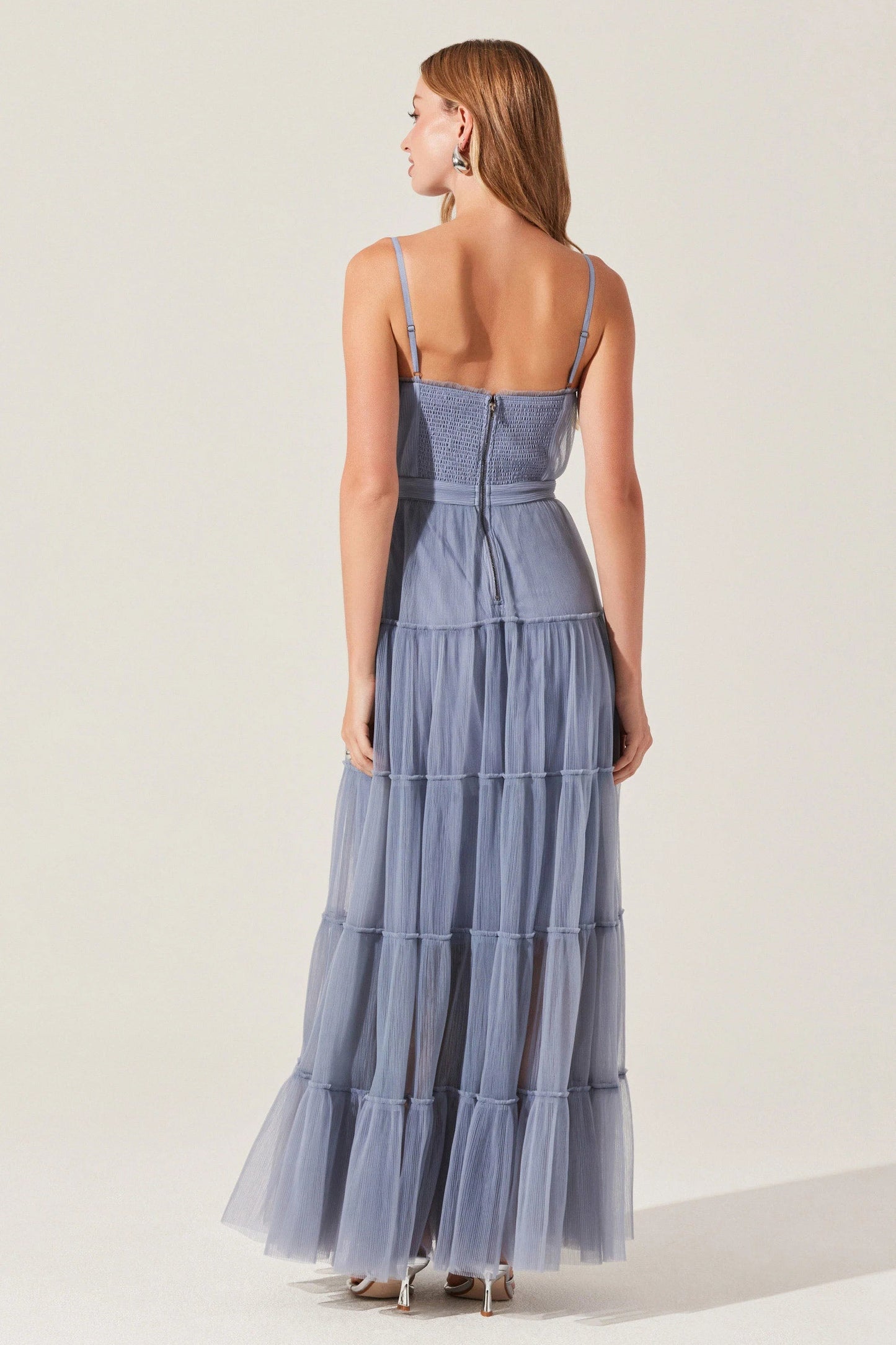 Mireya Blue Tulle Midi Dress