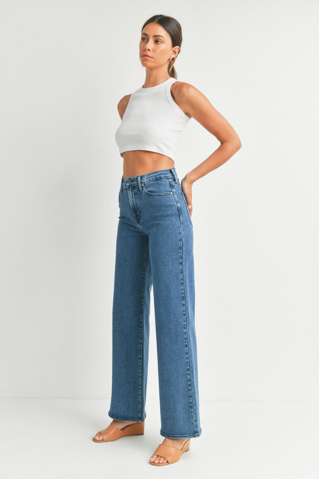 All In Stride Medium Wash Palazzo Denim