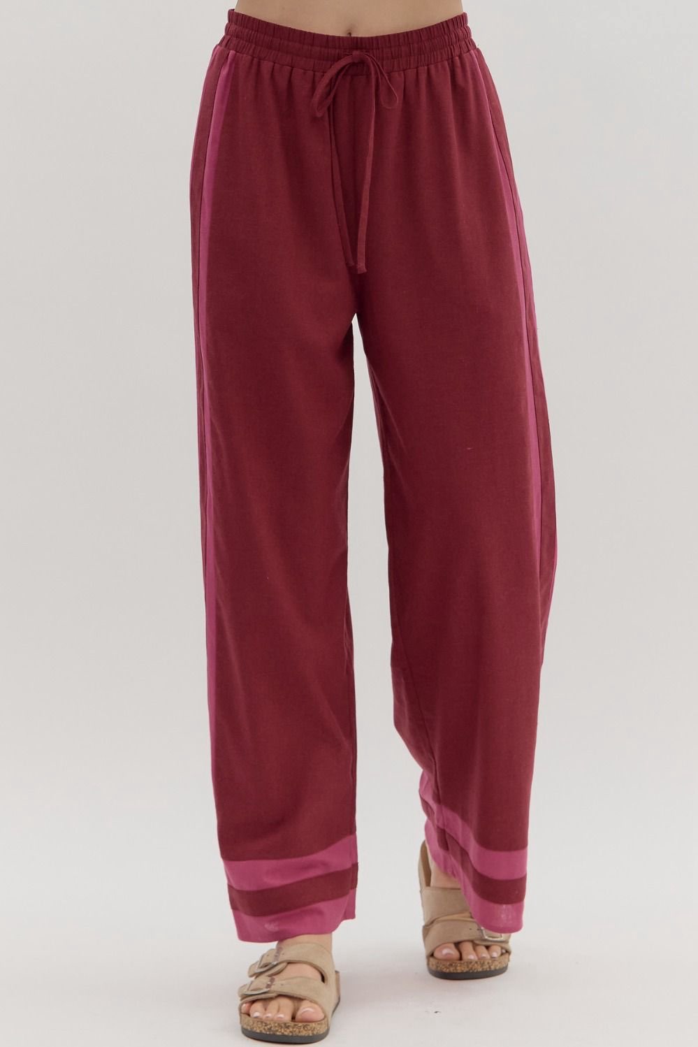 Kylen Burgundy Contrast Woven Pants