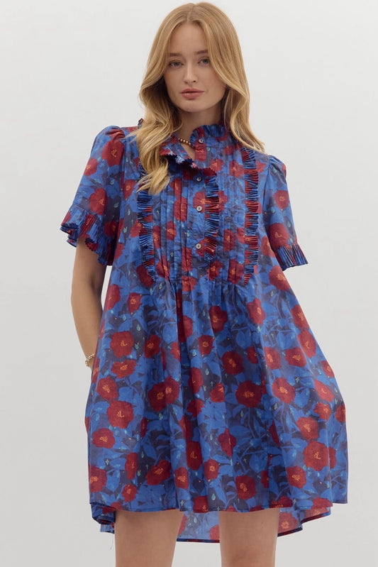 Larson Blue Floral Mini Dress