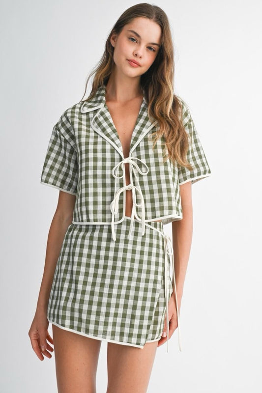 Farlyn Olive Gingham Set