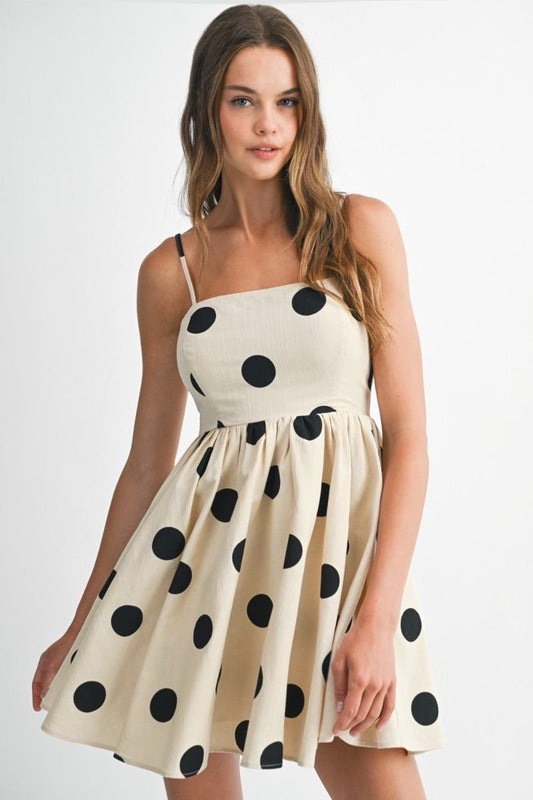 Dalby Taupe Polka Dot Mini Dress