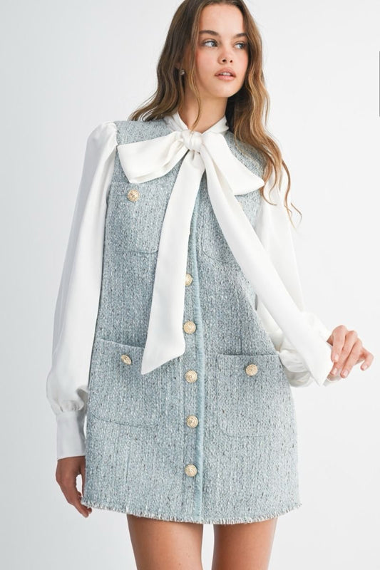 Anette Blue Tweed Mini Dress