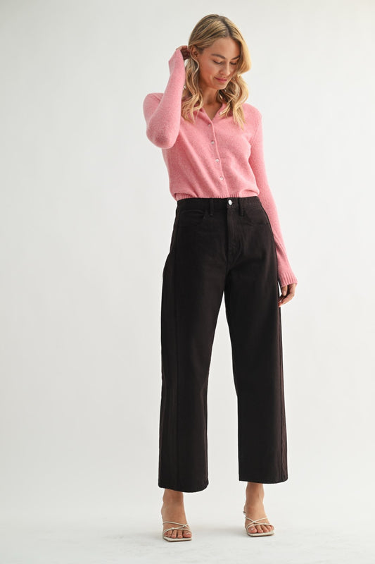 Nicolete Dark Brown Barrel Denim