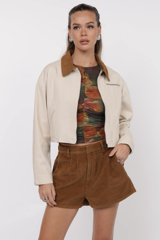 Balina Ivory Cropped Barn Jacket