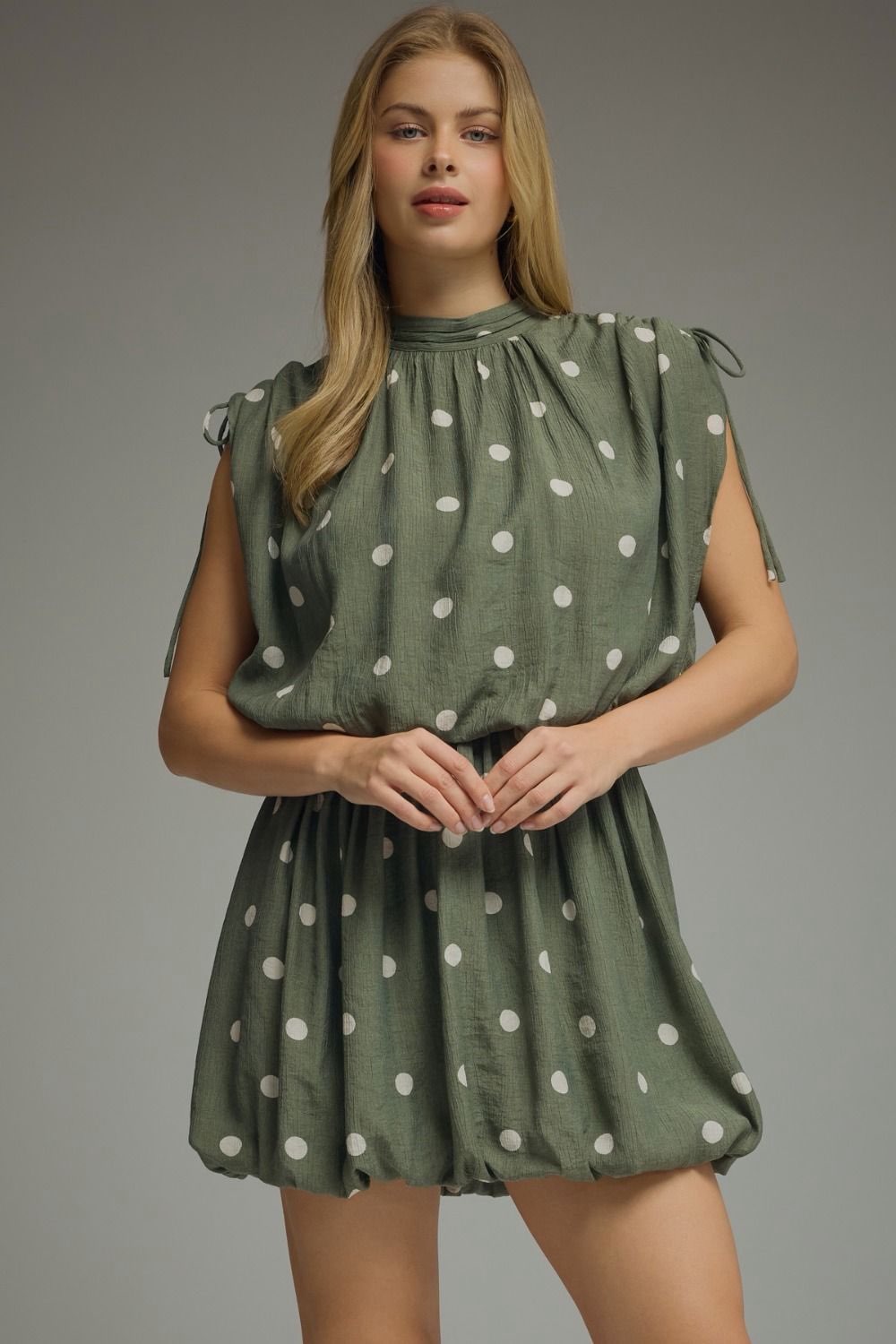 Norrah Green Polka Dot Mini Dress