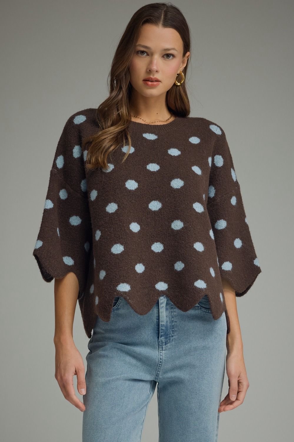 Verina Brown Polka Dot Sweater
