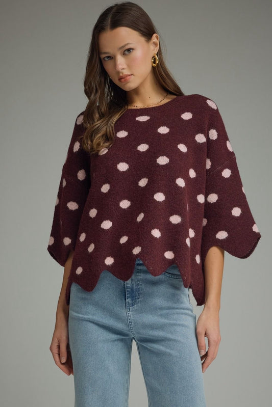 Verina Plum Polka Dot Sweater