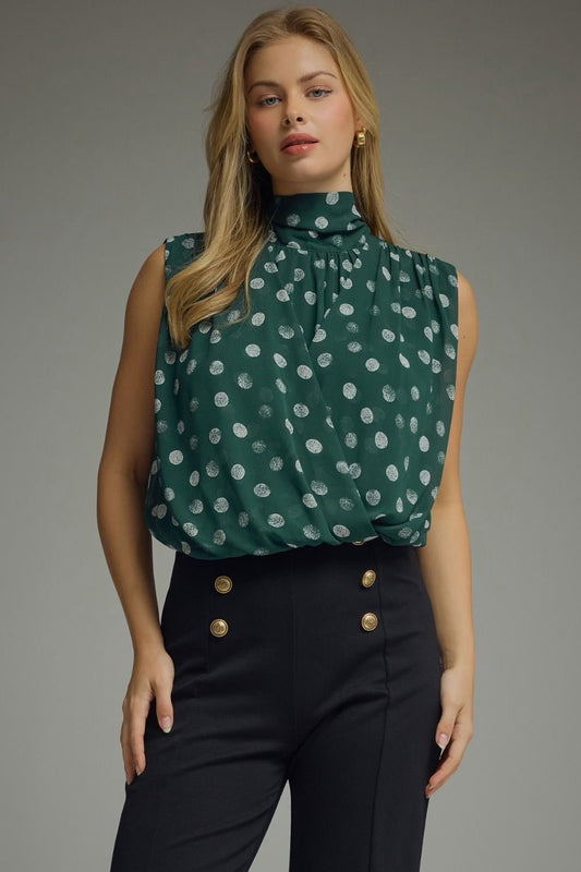 Olena Green Polka Dot Top