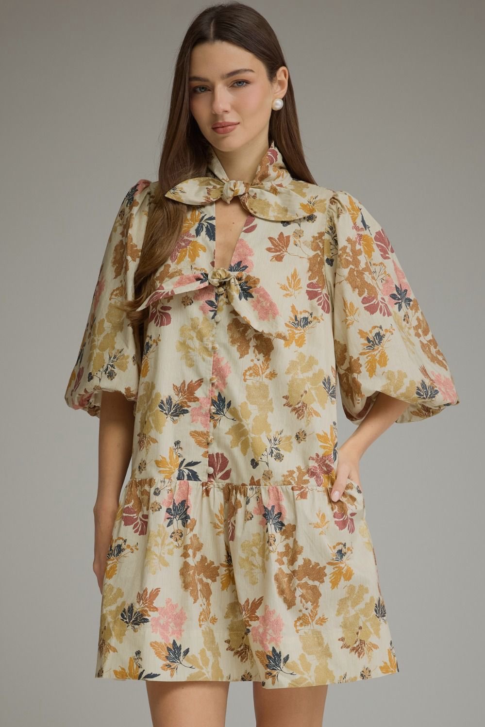Fiorah Ecru Floral Babydoll Dress