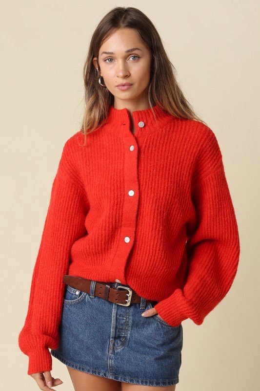Mila Red Balloon Sleeve Cardigan