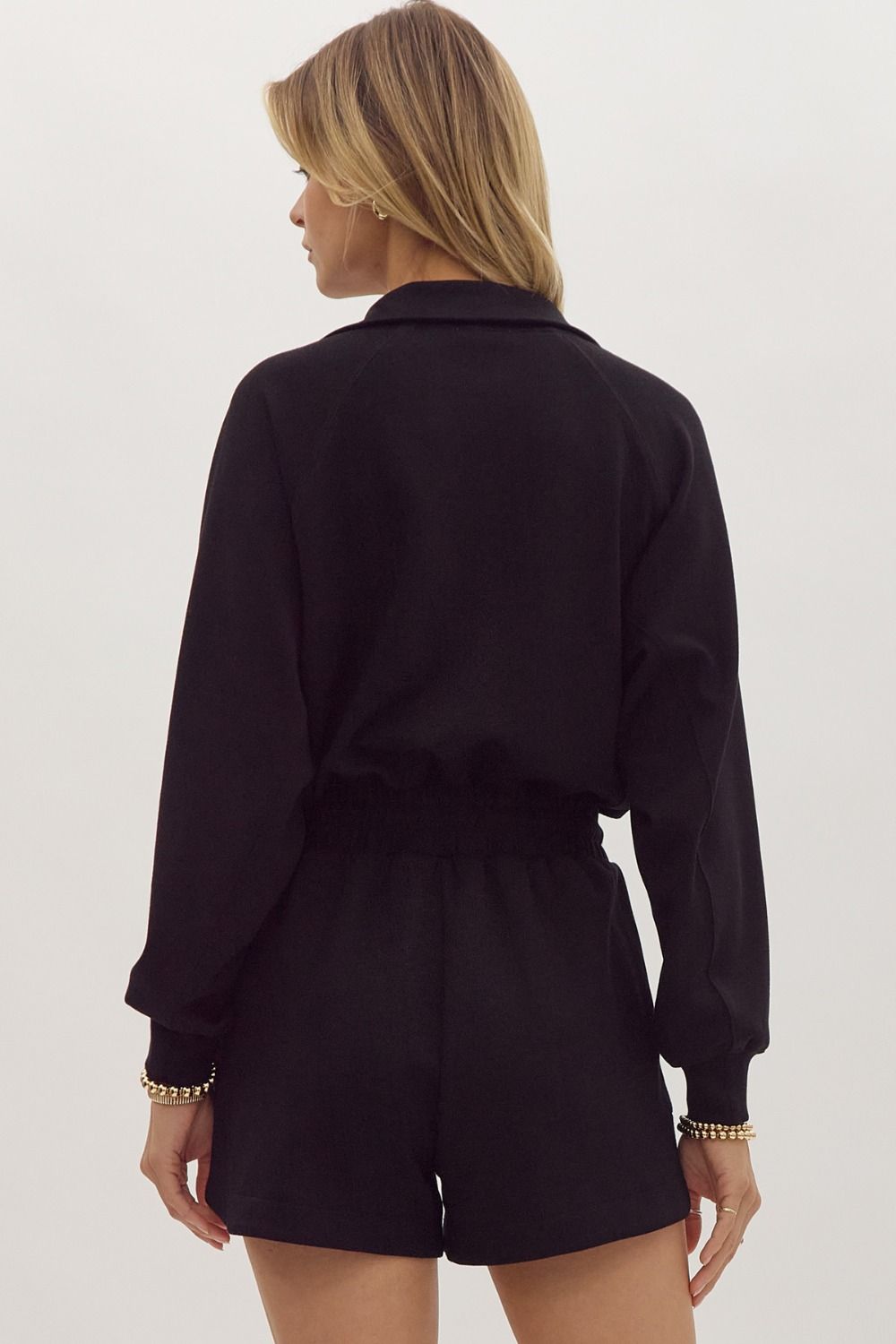 Ollie Black Quarterzip Romper