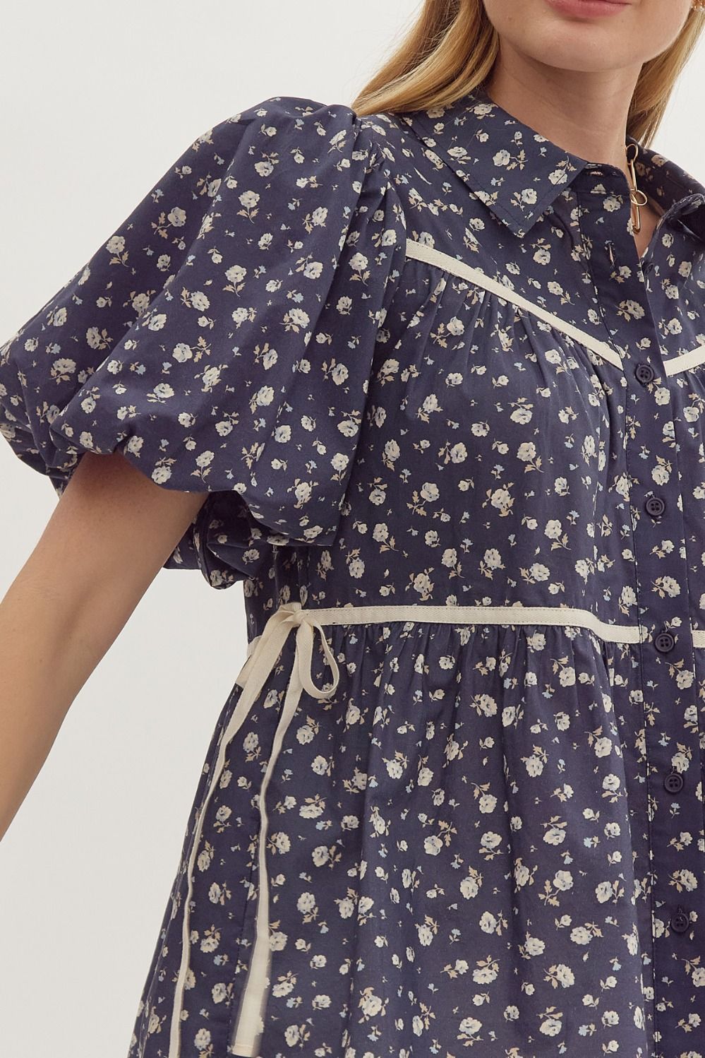 Reine Navy Floral Blouse