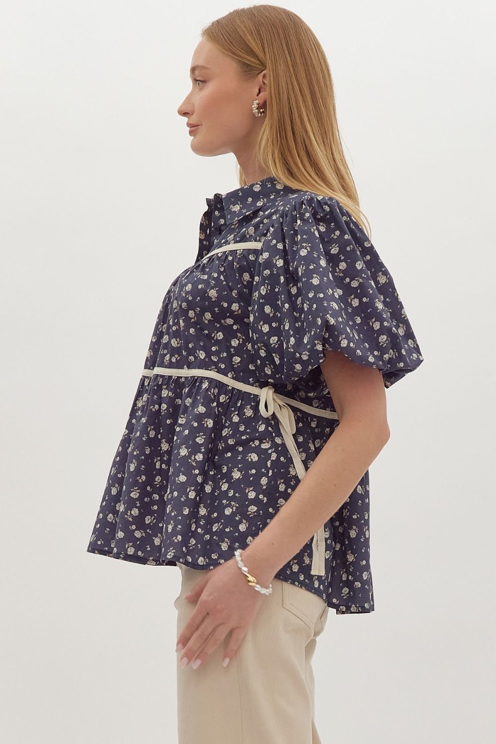 Reine Navy Floral Blouse