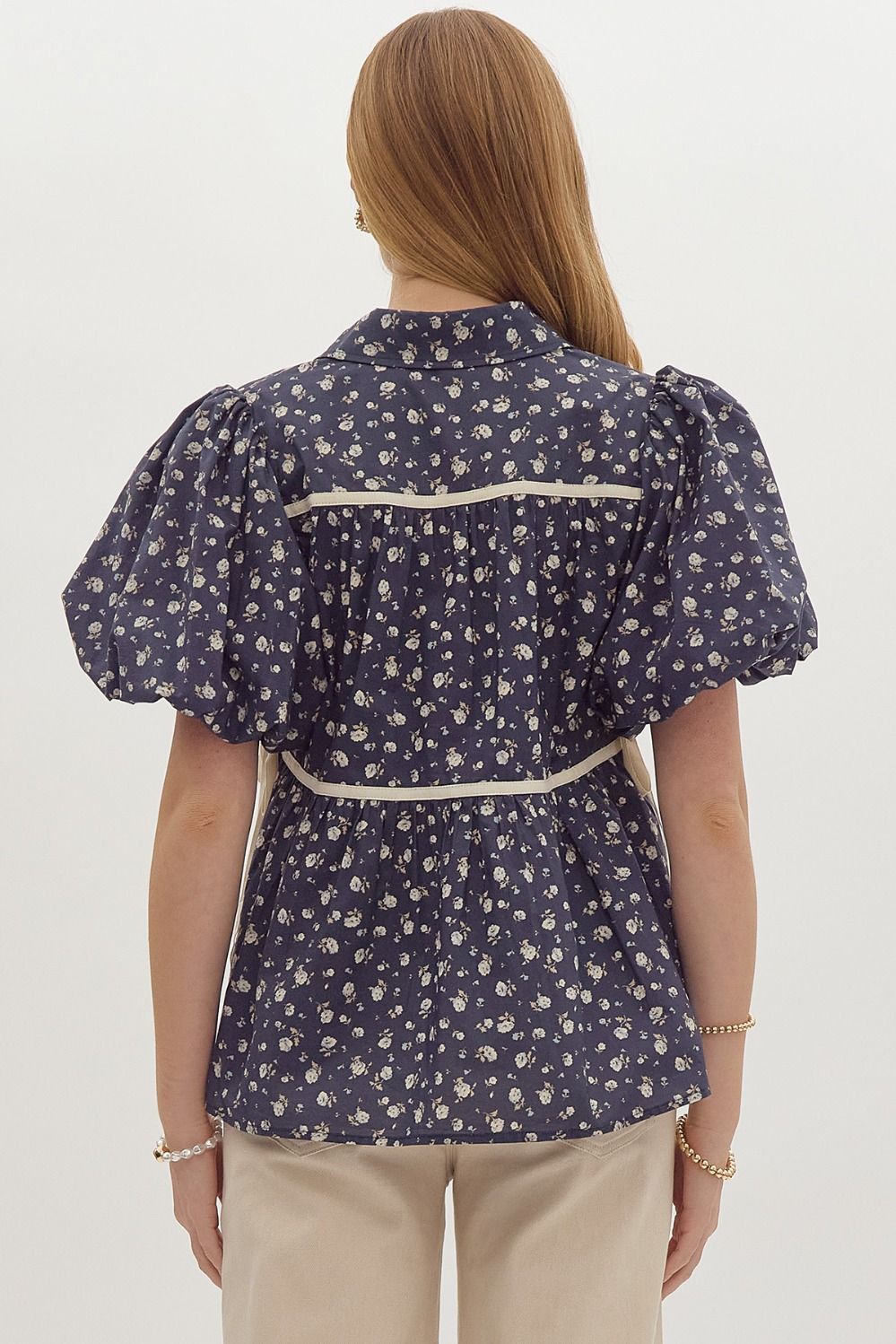 Reine Navy Floral Blouse