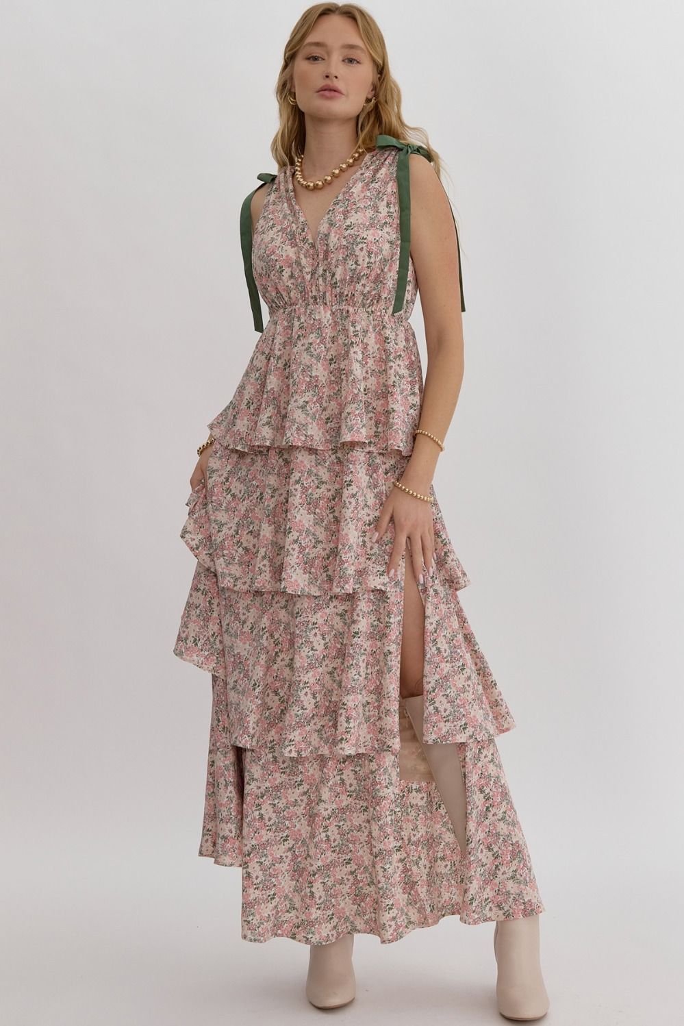 Shaina Rose Floral Tiered Maxi Dress