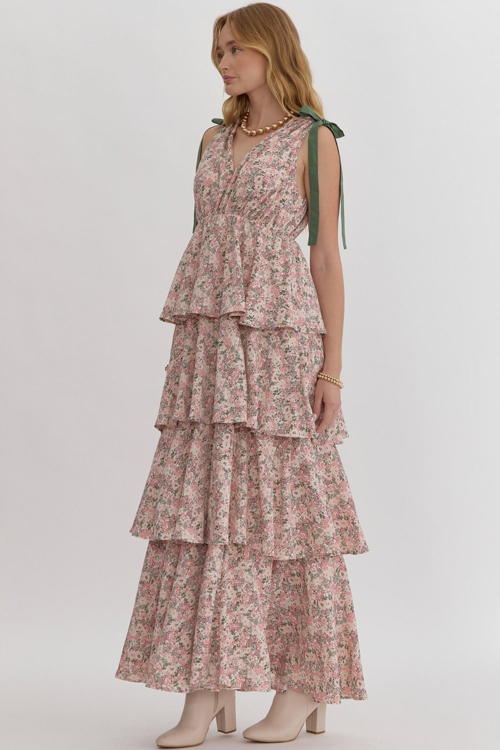 Shaina Rose Floral Tiered Maxi Dress