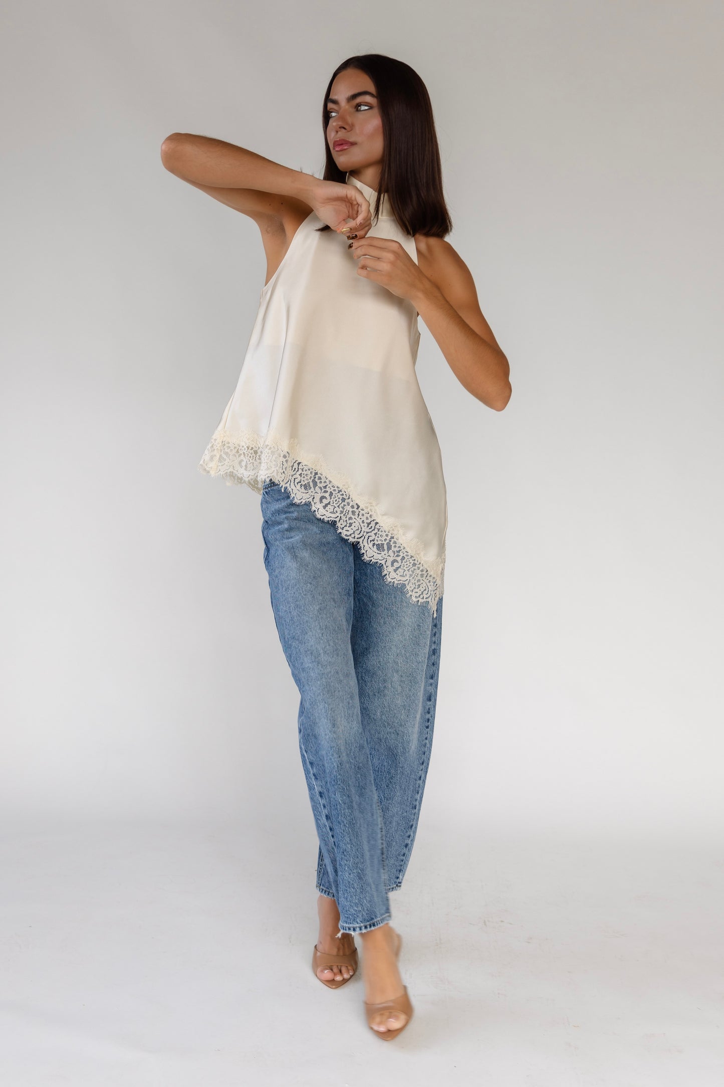 Colette Ecru Lace Halter Top