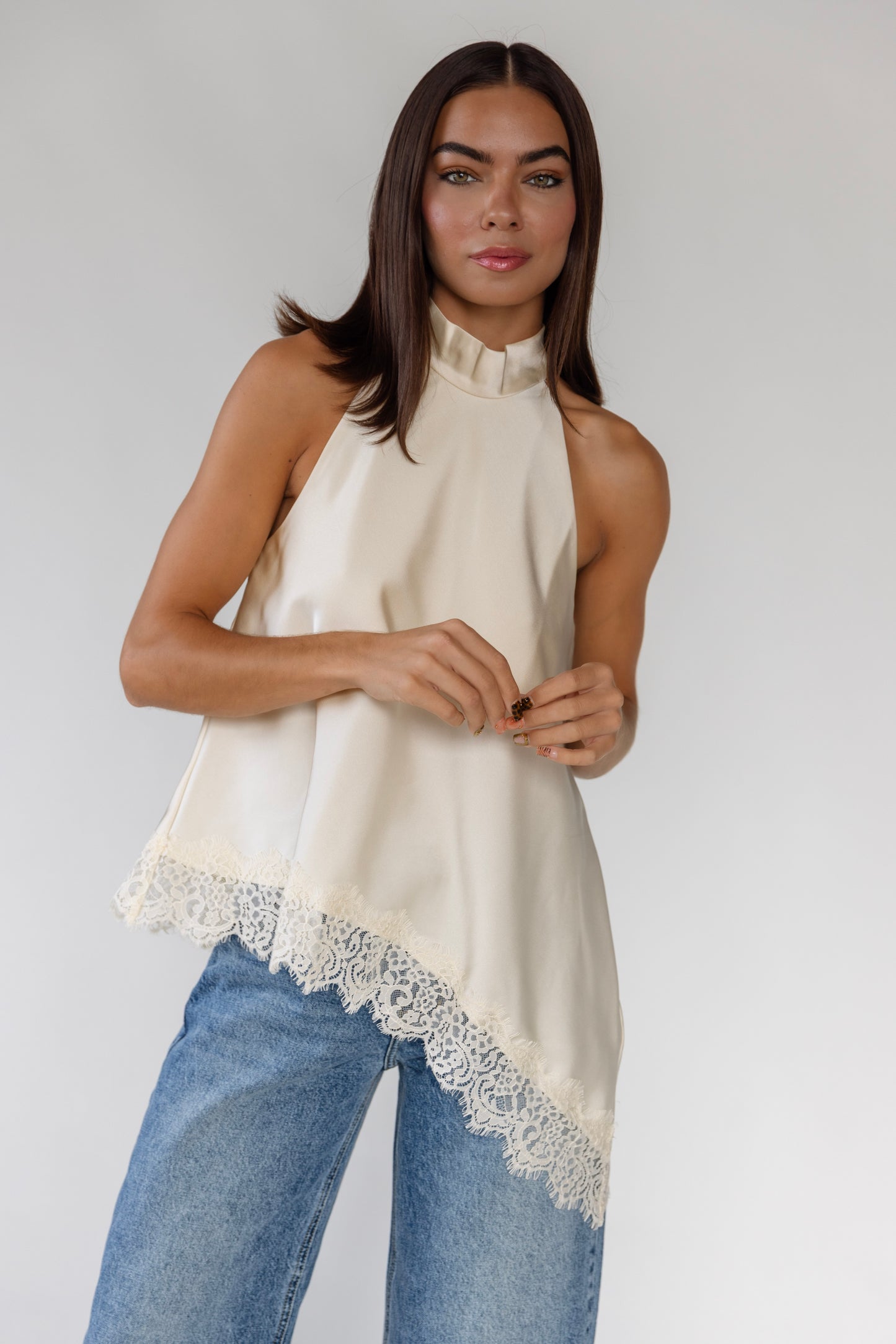 Colette Ecru Lace Halter Top